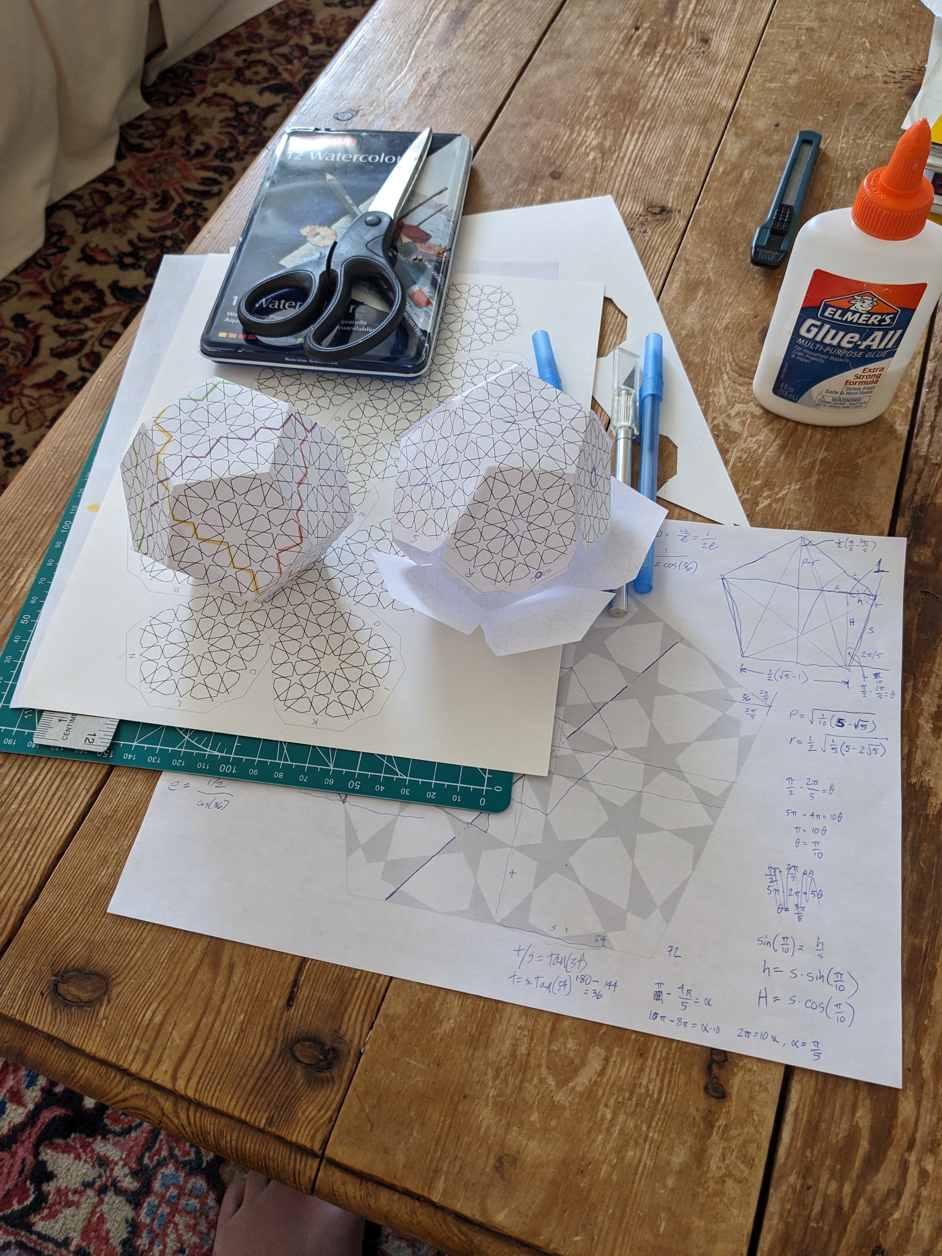 Various stages of progress in a messy pile