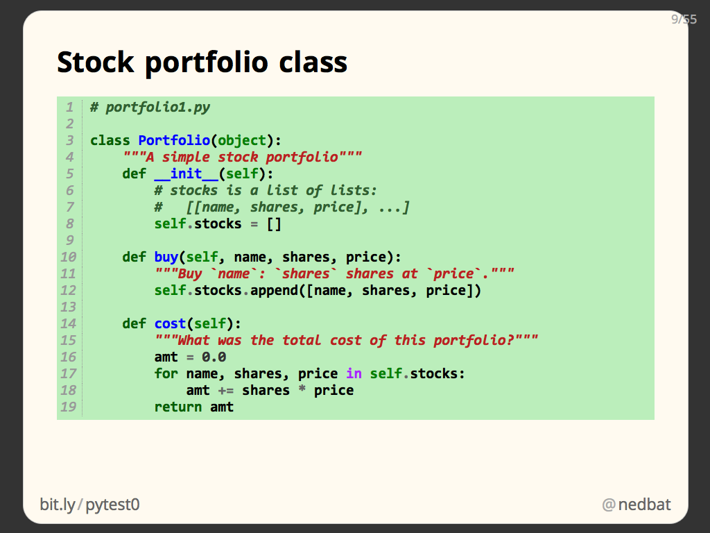 Stock portfolio class