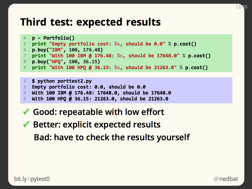 Third test: expected results