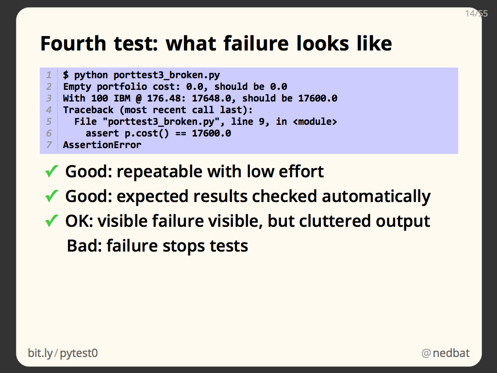 Fourth test: what failure looks like