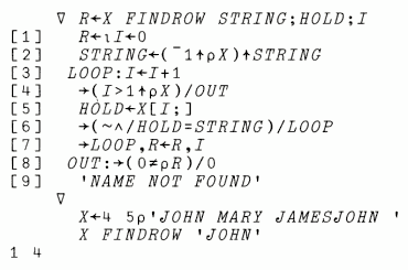 A procedure written in APL