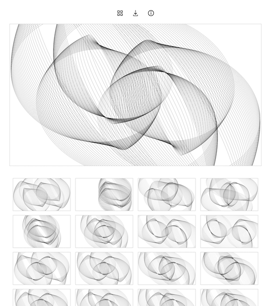 A large harmonograph, with adjacent thumbnails