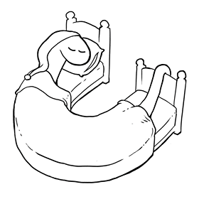 More detailed drawing of Sleepy Snake in bed