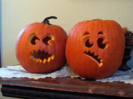 Mad pumpkin and in-trouble pumpkin