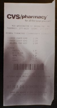 A receipt printed on thermal paper