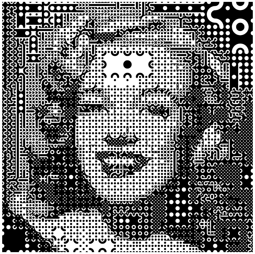 Young Marilyn Monroe, with Truchet tiles