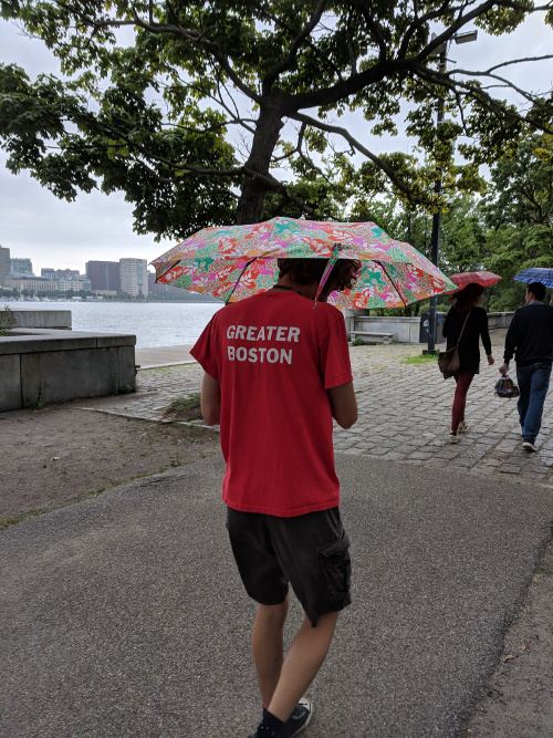 Nat, walking in the rain