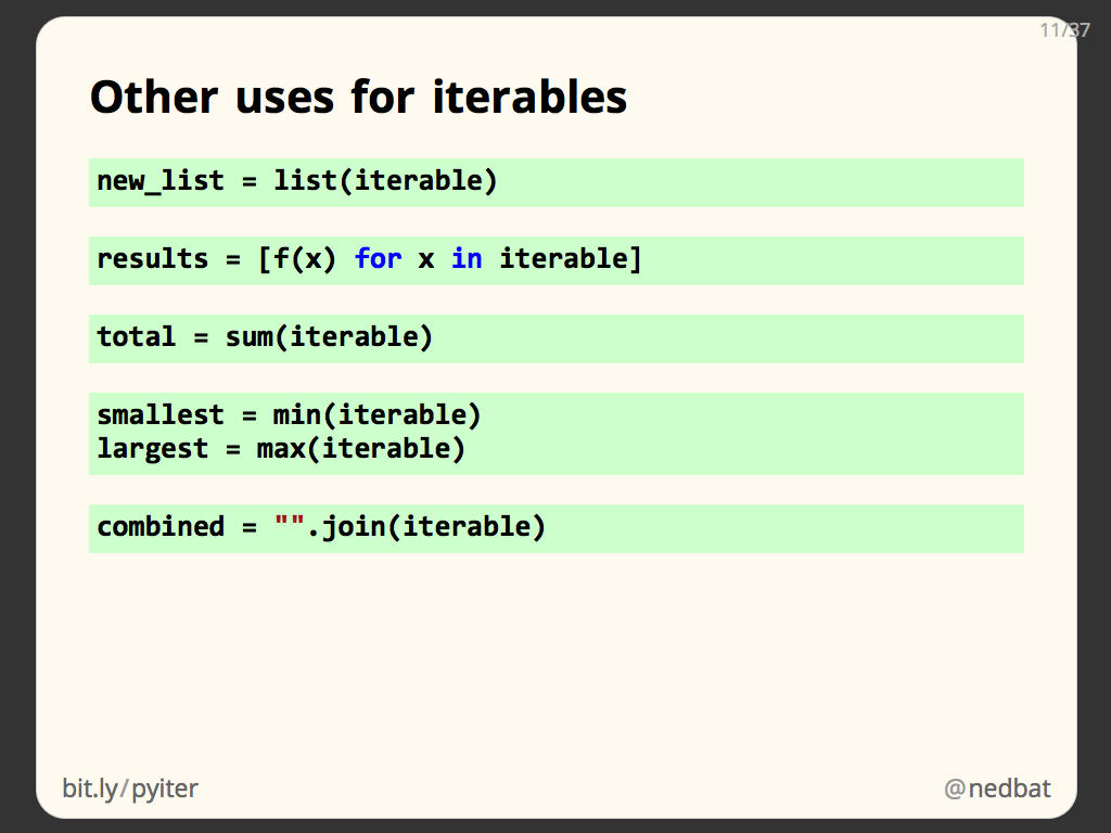 Other uses for iterables