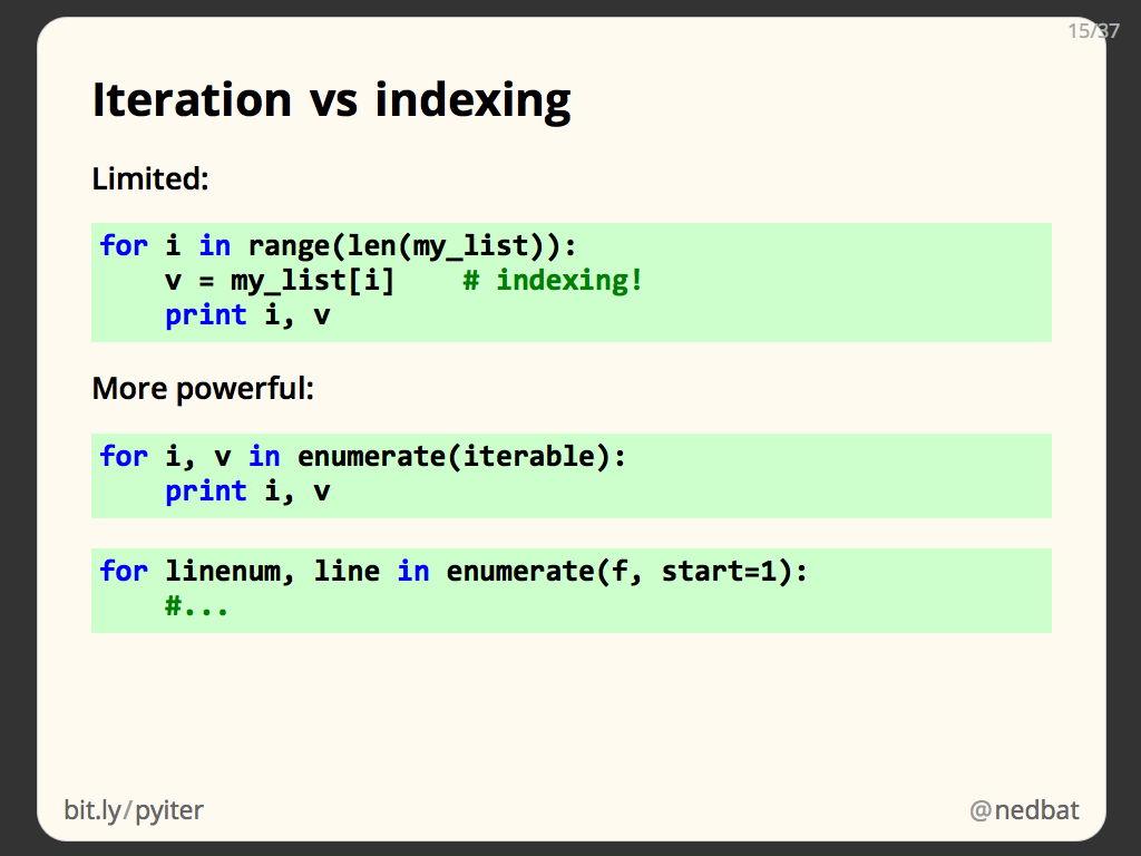 Iteration vs indexing