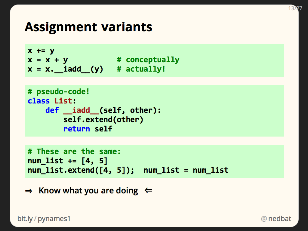 Assignment variants