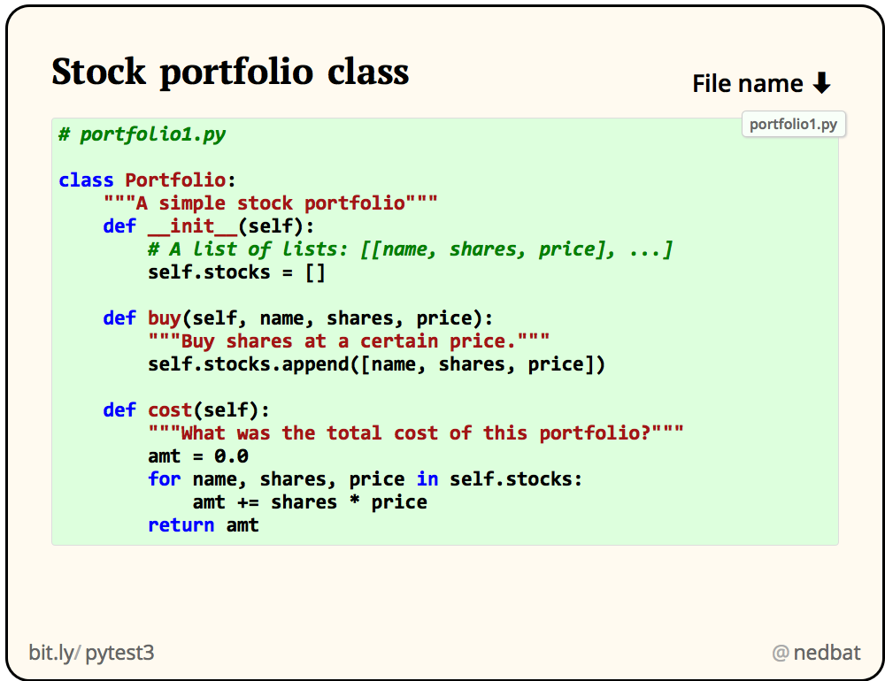 Stock portfolio class